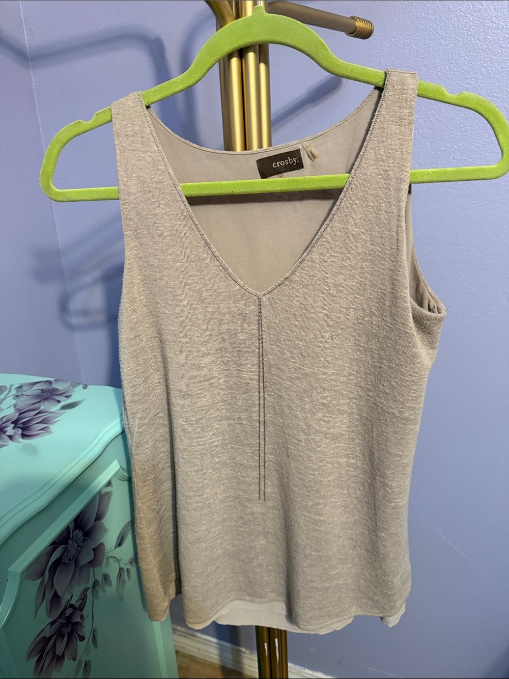 crosby. Neutral Taupe V-Neck Tank Top